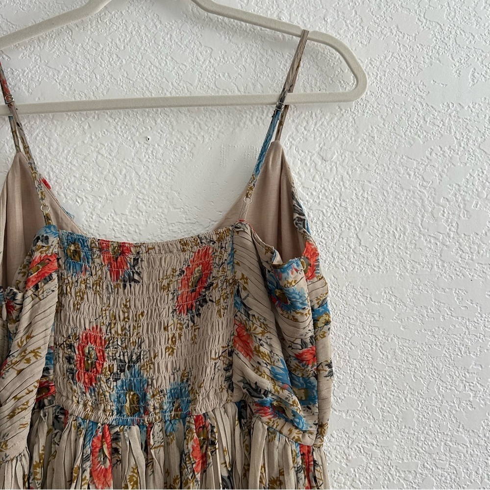 Sea New York Roanne Floral Print Pleated Ruffle Tiered Sleeveless Midi  Dress - Picture 6 of 9